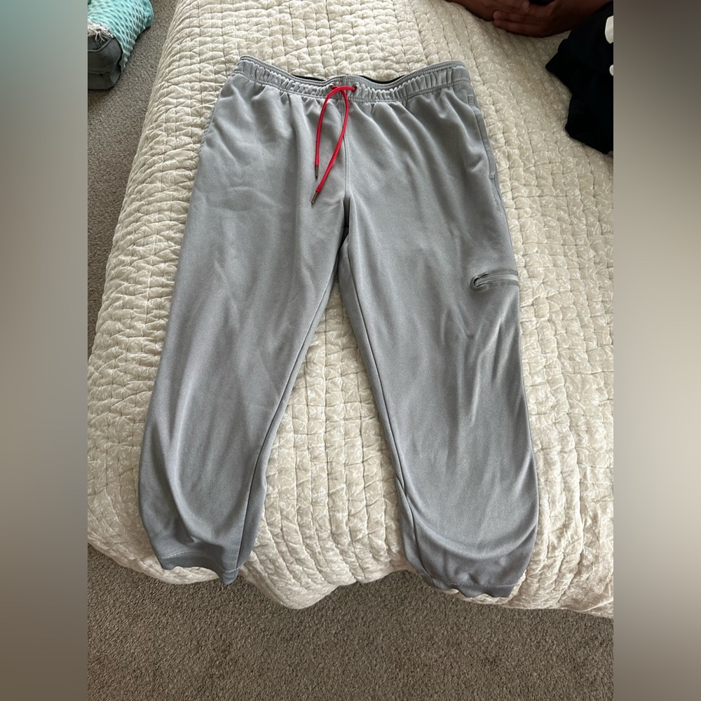 Reebok Gray Joggers with Red Drawstring